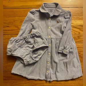 Ralph Lauren 18M Blue and White Striped Oxford Dress